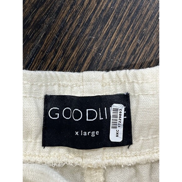 Goodlife Shorts Women’s XL Linen Blend Light Yellow Elastic Drawstring Pockets - Picture 3 of 8